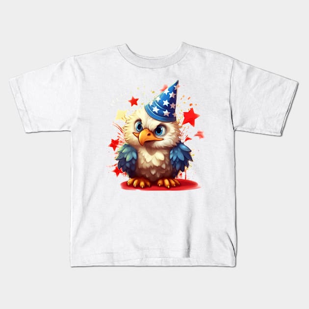 4th of July Baby Bald Eagle #1 Kids T-Shirt by Chromatic Fusion Studio